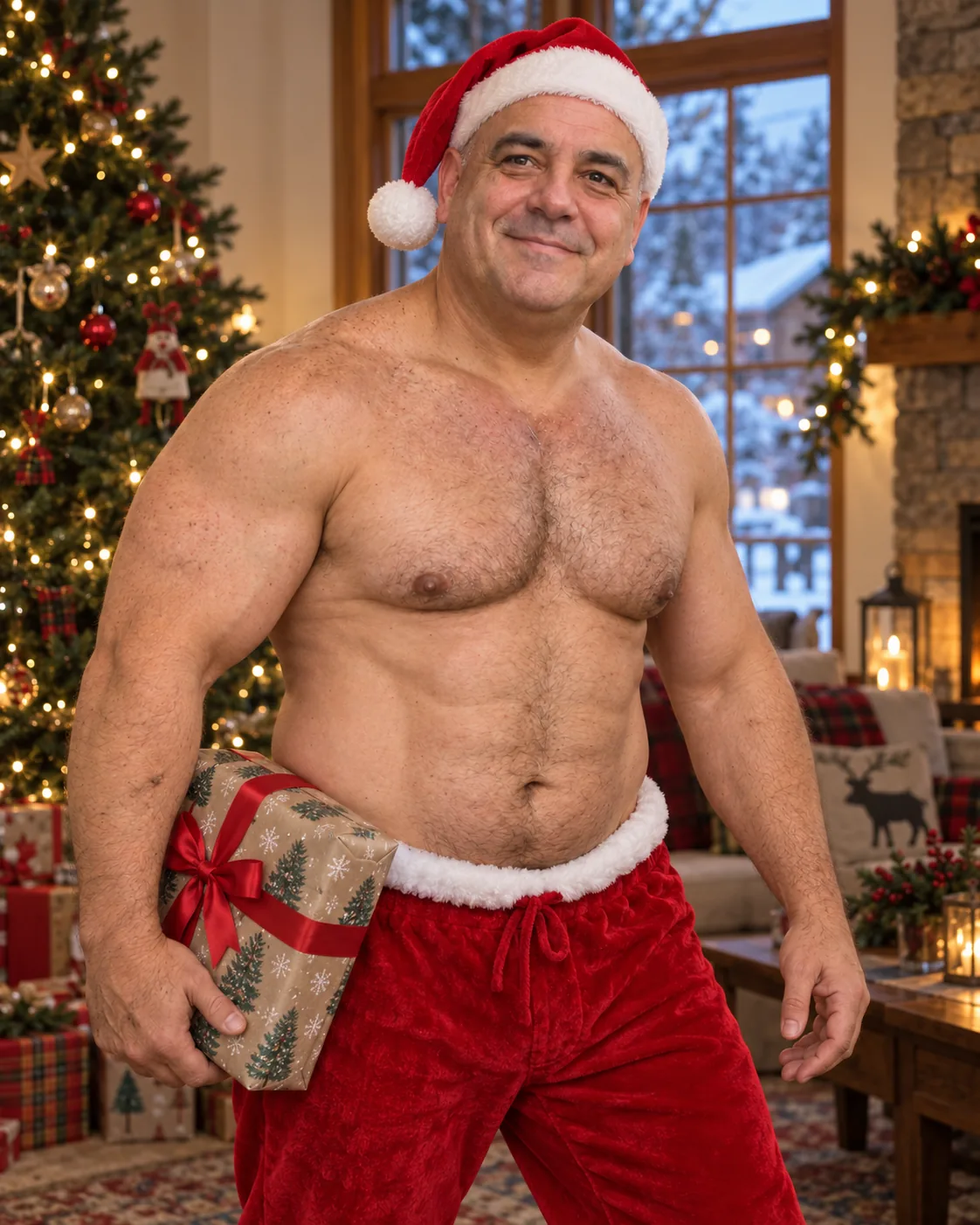 Christmas gift idea — a guy as Santa Claus on his personalized calendar