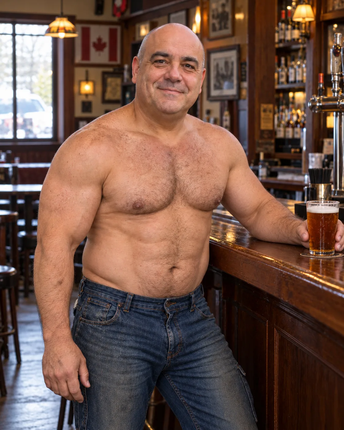 Retirement gift idea — a guy transformed into a pub legend on his personalized calendar