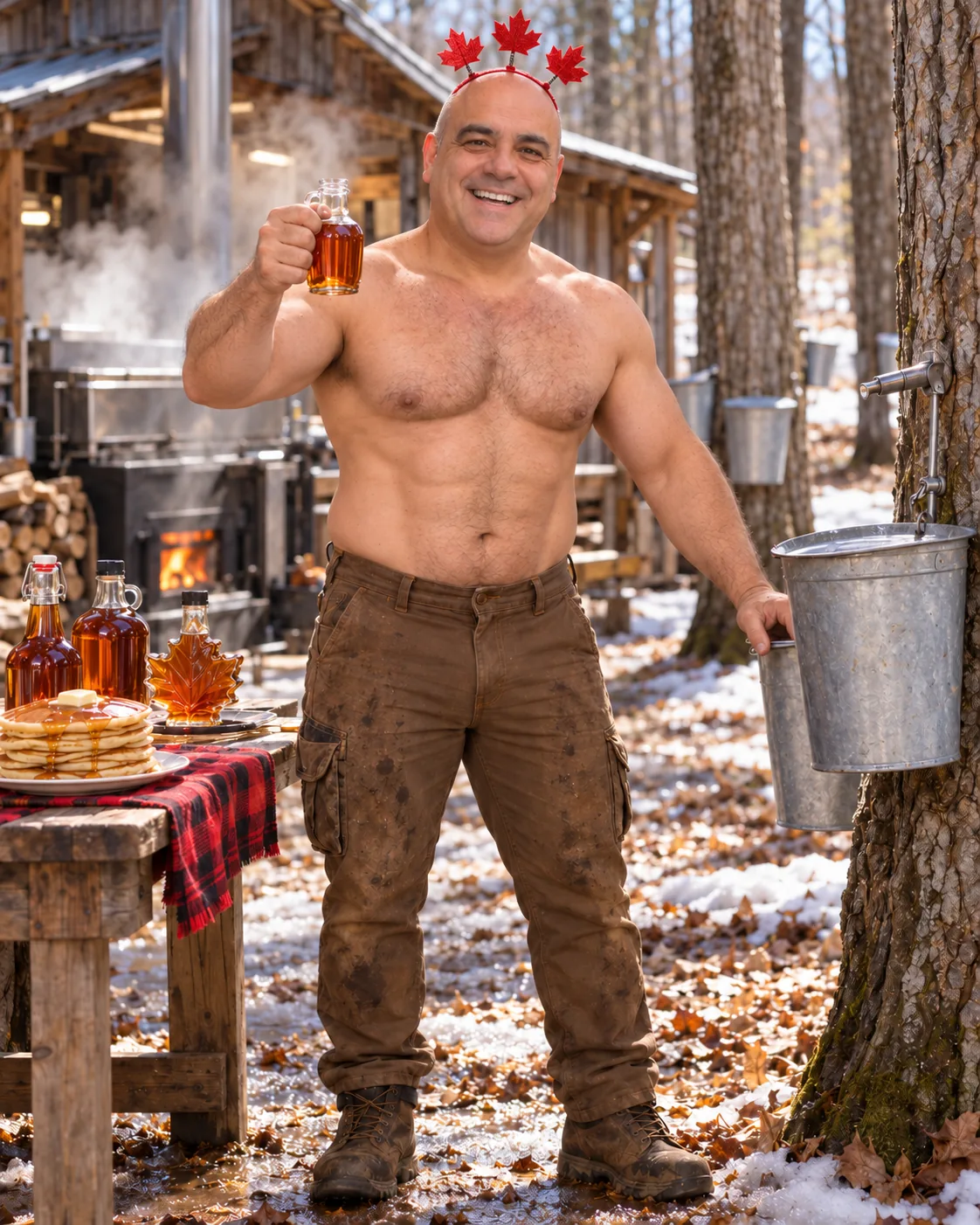 Gift idea for partners — a guy transformed into the Maple King on his personalized calendar